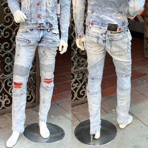 Men’s Makobi Sky Blue Biker jeans NWT